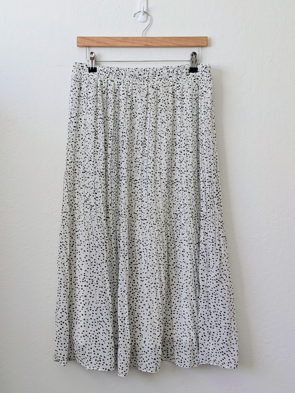 WD.NY Polka Dot Pleated Flowy Midi Skirt Size Large